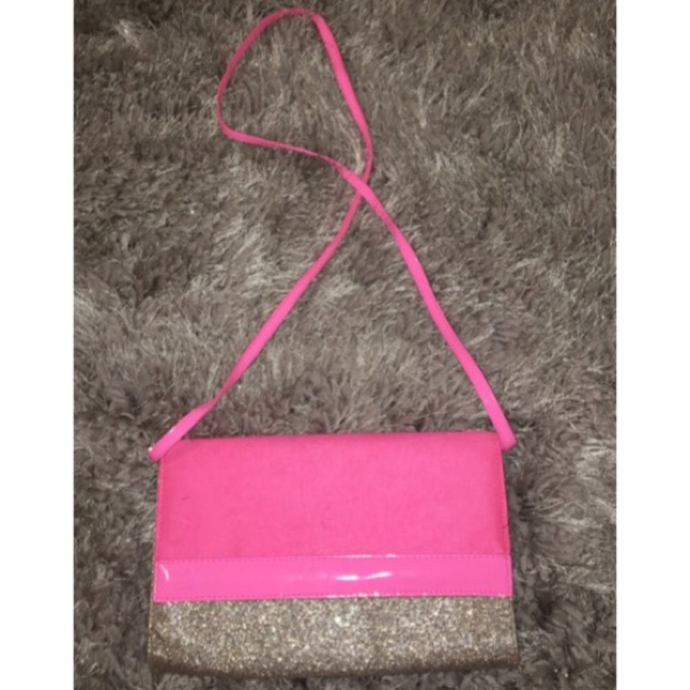 Pink and glitter gold purse